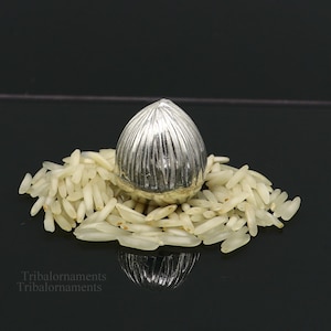 Argento sterling fatto a mano seme di palma betal, argento Supari, articolo puja, betel d'argento adorando utensili d'arte su365