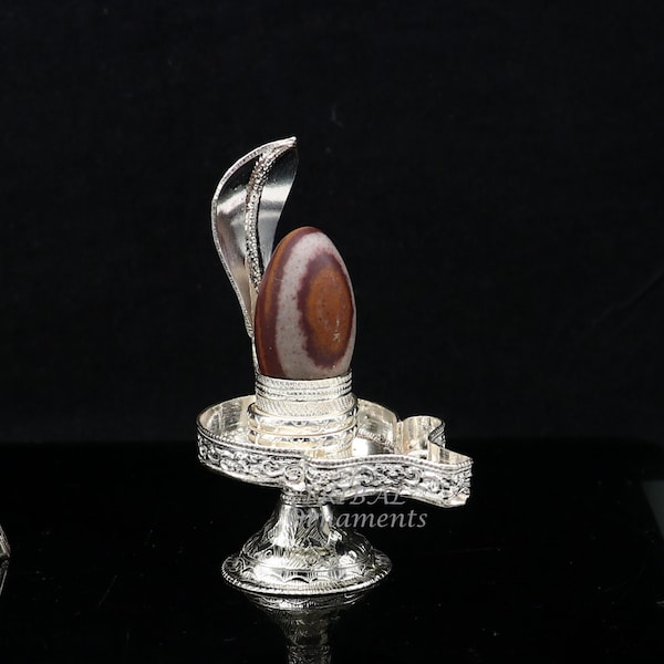 925 Stand Lord Shiva Lingam en argent sterling / Jalheri, utilisation pour mettre / tenir Shiva Lingam fait à la main puja article su966