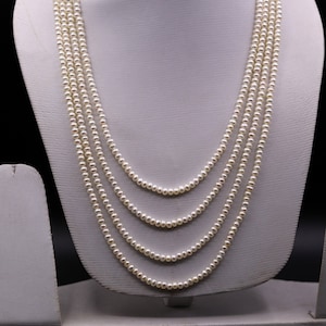 Natural real pearl 4 mm  four line layer string necklace set gorgeous wedding or daily use necklace jewelry from india belly dance set35