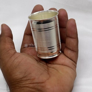 999 pure fine silver handmade water milk cup tumbler, 150ML capacity silver tumbler, silver baby food  flask, silver utensils gift sv296