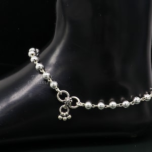 Pulsera de tobillo con cadena de bolas/cuentas de plata de ley 925 de 6 mm, increíbles y delicadas tobilleras, joyas de plata para danza del vientre ank536