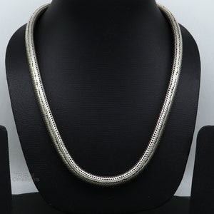 20&quot; inches handmade solid half round D shape snake chain heavy 9mm necklace, amazing luxury royal gifting vintage designer jewelry ch123