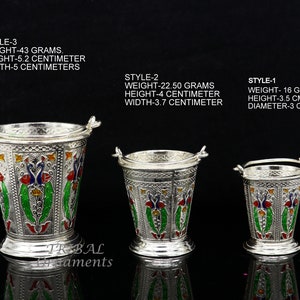 925 sterling silver handmade fabulous vintage style bucket toy for puja or worshipping, Diwali puja article utensils su975