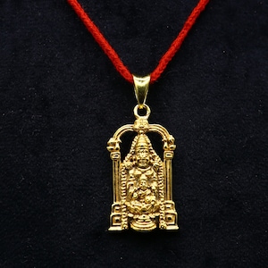 925 sterling silver gold polished divine idol Tirupati Balaji with goddess Laxmi Pendant, Krishna Venkateswara swamy pendant jewelry nsp593