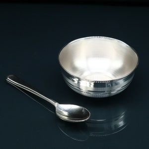 999 fine silver handmade small baby bowl and spoon set, silver tumbler, flask, stay baby/kids healthy, silver vessel utensils sv173