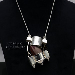Sterling silver stylish vintage antique designer Idol shiva lingam box pendant, casket box pendant for shiva lingam, ethnic inidia set493