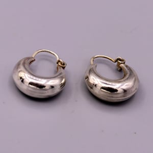 Vintage antique handmade silver earrings hoops bali fabulous design unisex jewelry from rajasthain India er93