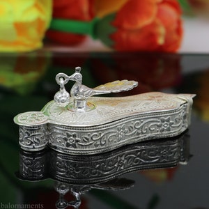 925 sterling silver handmade fabulous unique design peacock trinket box, brides gift, casket box silver article, silver utensils stb161