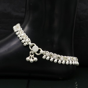 Handmade customized solid sterling silver ankle bracelet foot bracelet anklet vintage antique design tribal belly genuine jewelry ank322