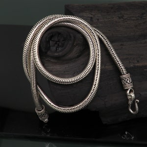 Solid Round Sterling Silver Snake Chain Necklace 925, Antique Design  Jewelry, Silver Necklace 7mm, 8mm, 8.5mm - Etsy UK