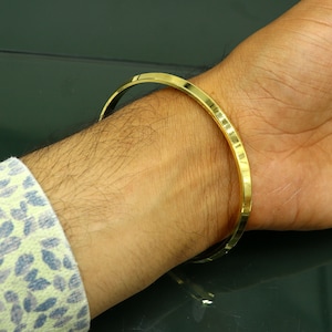 Exclusive gold polished or plated over 925 sterling silver bangle kada, excellent sikhha punjabi kada,unisex gifting jewelry india nssk366