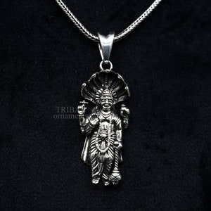 925 sterling silver handmade Hindu idol God Vishnu pendant, amazing divine lord Narayanan pendant unisex gifting jewelry ssp1462