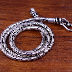 18&quot; 925 fine sterling silver handmade snake chain, pendant chain, excellent oxidized silver necklace vintage design tribal jewelry ch101