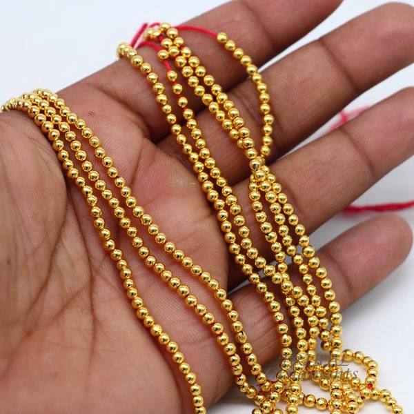 lot 20 pieces 3mm gold beads Vintage handmade loose beads ethnic designer 22k yellow gold beads or ball for custom jewelry making bd25