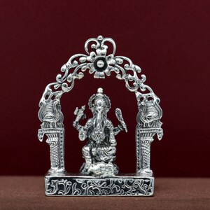 925 Sterling silver Lord Ganesh Idol, Pooja Articles, Silver Idols Figurine, handcrafted Lord Ganesh statue sculpture Diwali puja gift art01