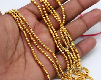 Lot 20 Pieces 3mm Gold Beads Vintage Handmade Loose Beads Ethnic