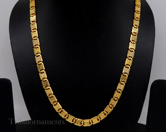 22kt yellow gold royal nawabi baht chain, bar chain, Royal design customized men's chain, men's personalized gifting chain necklace ch528