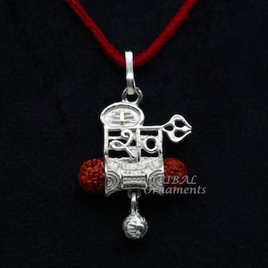 925 sterling silver handmade Lord Shiva Damaru style rudraksha pendant gorgeous hanging drops ,excellent &quot;Shiva&quot; pendant nsp547