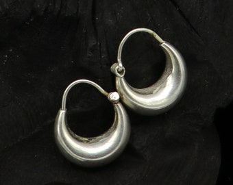 Pure 925 sterling silver handmade hoops kundal earring, excellent designer fancy daily use hook earring ear wire tribal vintage jewelry s891