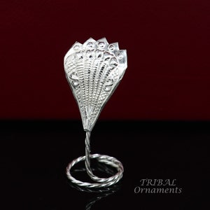 Solid silver handmade Divine Sheshnag PANCHMUKHI style mini snake or shiva snake for puja or worshipping, solid 5 FACE snake  article su836