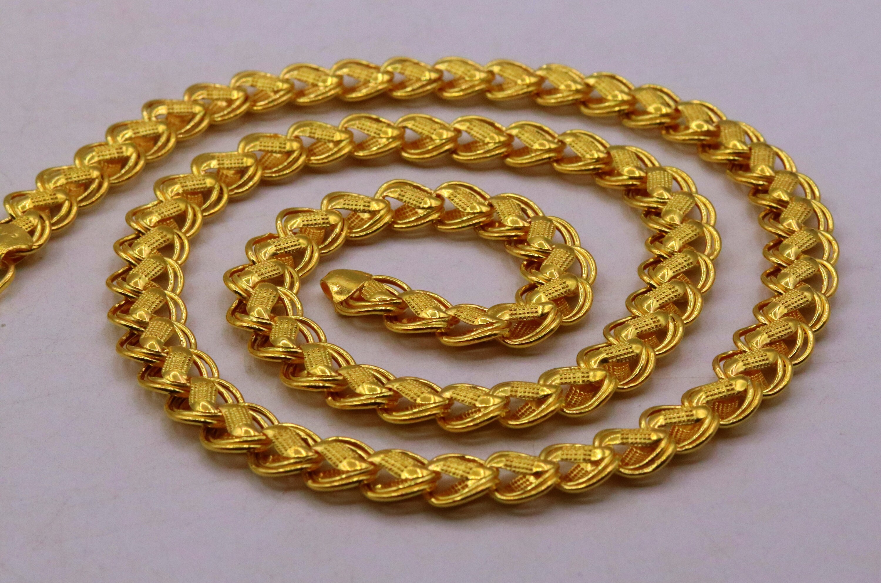 20 to 24 Inches 22k Yellow Gold Handmade Fabulous Lotus Chain