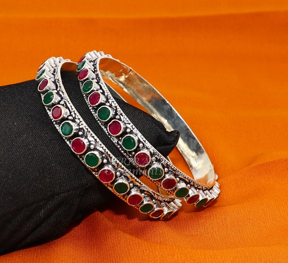 Sterling Silver Stone Bangle Sterling Silver Stone Bangle