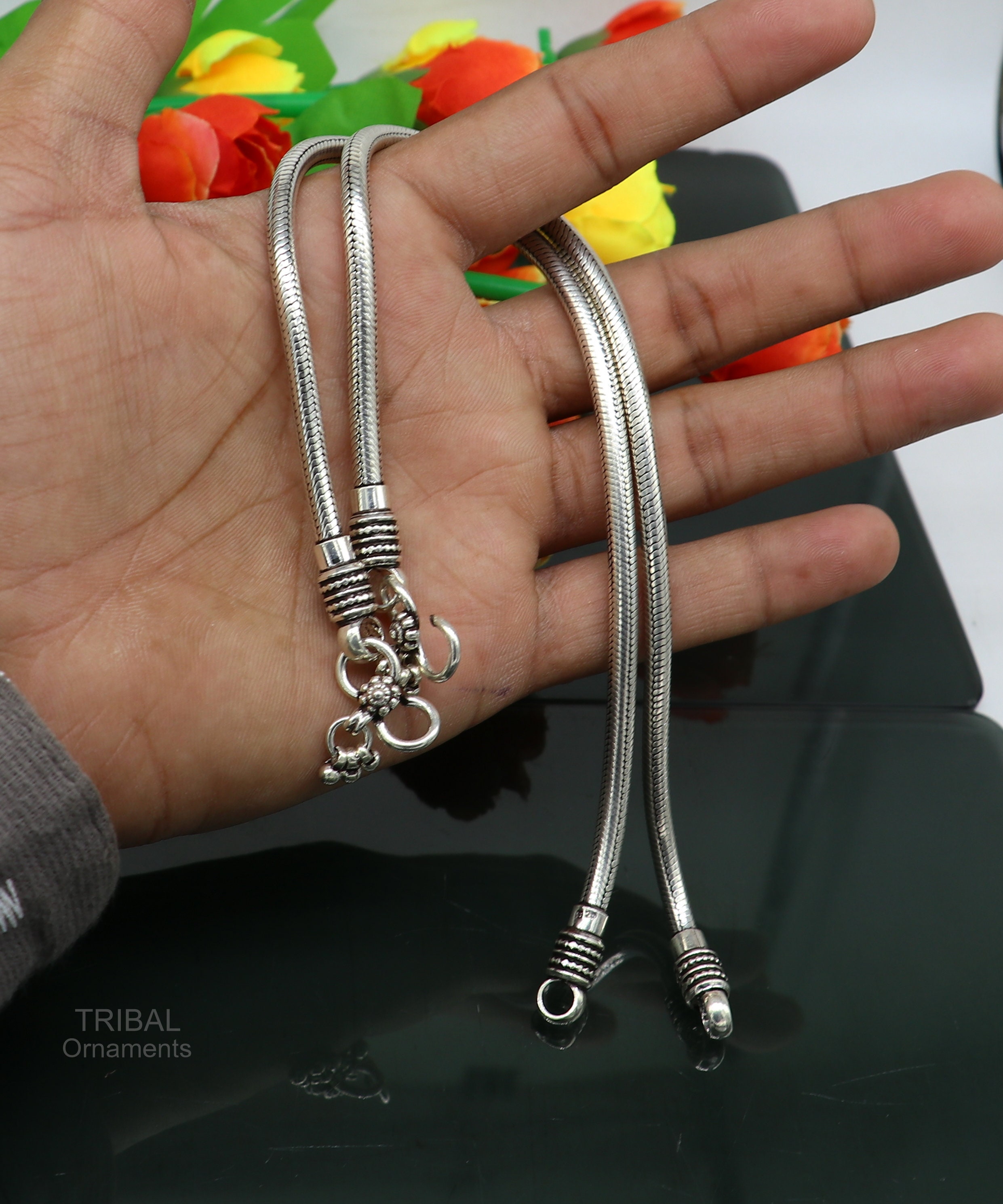 925 Argento Sterling Bracciale/Bracciale a Catena / Vero Argento/23,5cm