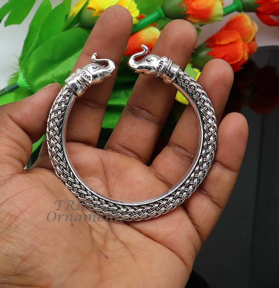 925 Sterling Silver Traditional Cultural Ethnic Elephant Kada