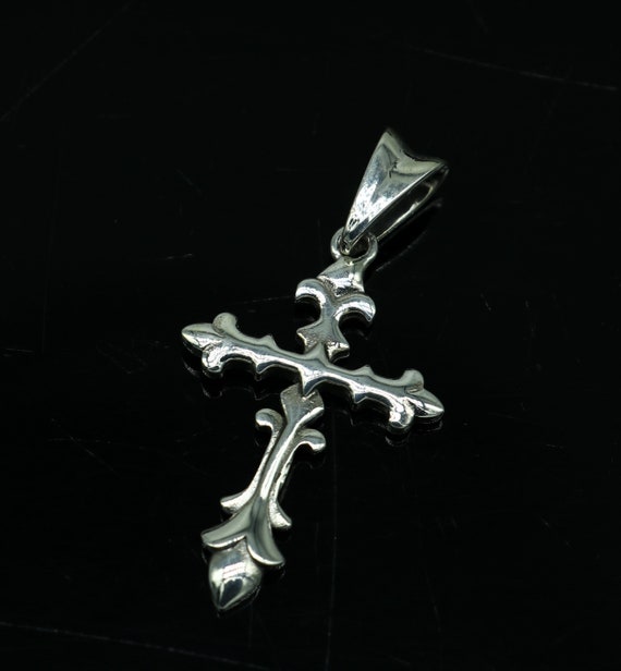Looped Cross Pendant Slide with Bead Design Antiqued Sterling Silver Looped Cross Pendant Slide with Bead Design Antiqued Sterling Silver