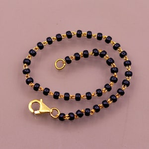 22kt yellow gold handmade fabulous black beads chain bracelet,gorgeous beads bracelet for gifting light weight jewelry