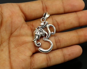 Wunderschöner 925 Sterling Silber handgemachter Vintage Design Aum Ganesha Anhänger, erstaunlich stylischer Unisex Anhänger Memming personalisierter Schmuck ssp471