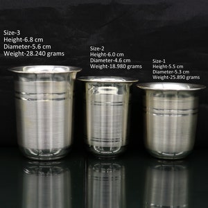 999 fine silver handmade baby water milk glass tumbler, all sizes silver tumbler, silver baby food dining set, silver utensils gift sv145