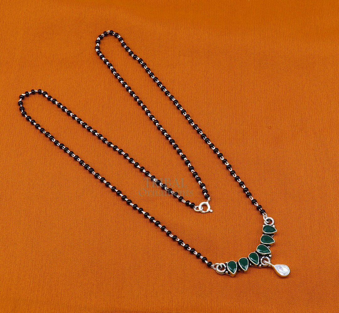 Buy 925 Sterling Silver Black Beads Chain Trendy Necklace,