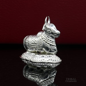 Lord Shiva Vahan Nandi Maharaj sterling silver handmade small article for puja, best gift for lord Shiva, divine statue su613