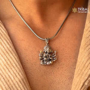Vintage trendy 925 sterling silver handmade Panchmukhi hanuman pendant, amazing stylish unisex pendant personalized jewelry ssp438