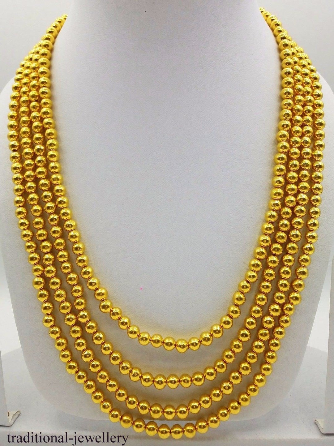Beads Chain Wedding Gold Necklace 20k Yellow Gold Ball Chain 4 Line ...