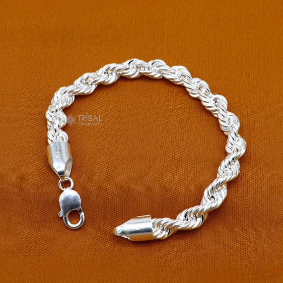 8mm 925 Sterling Silver Handmade Amazing 8.5 Inches Rope Chain