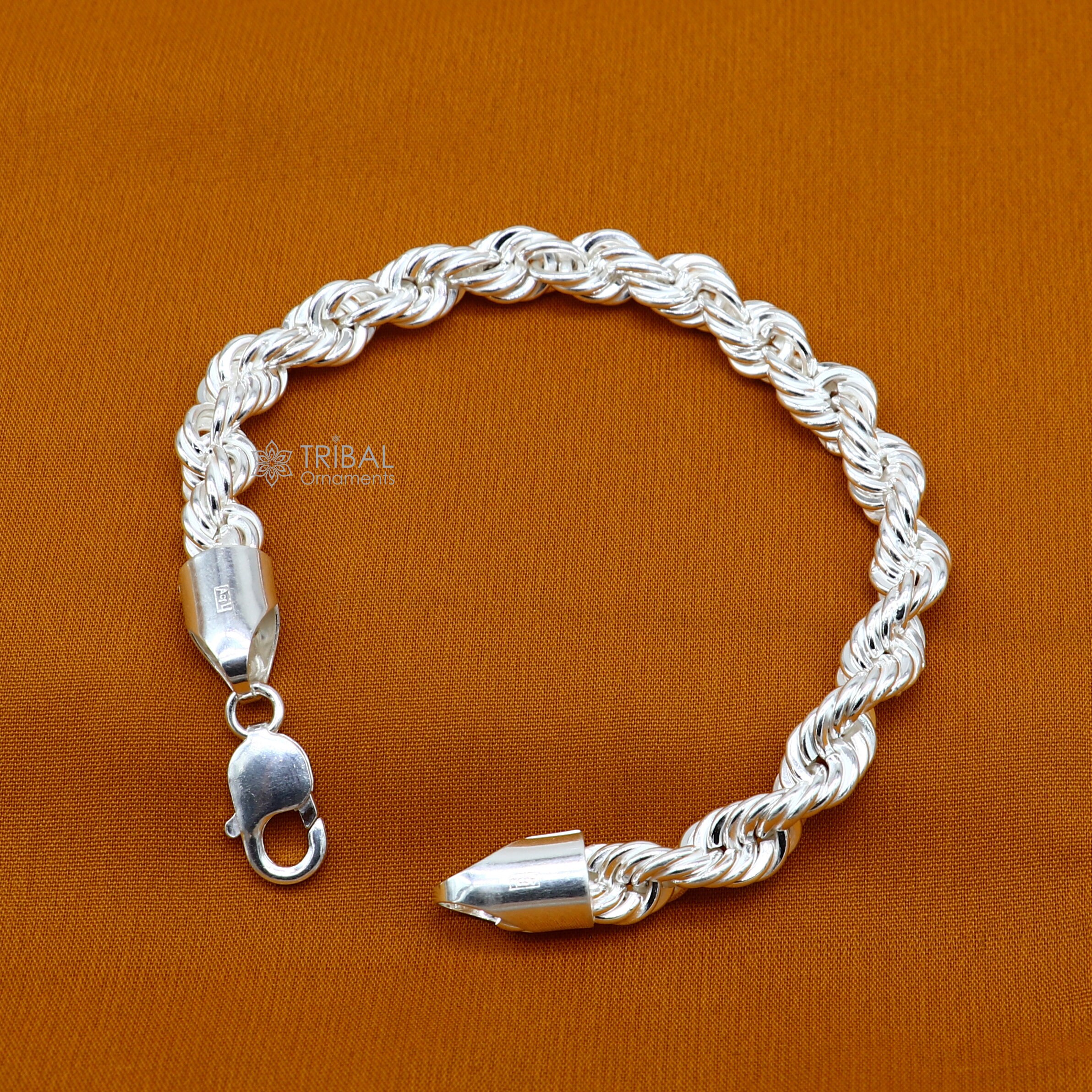 8mm 925 Sterling Silver Handmade Amazing 8.5 Inches Rope Chain