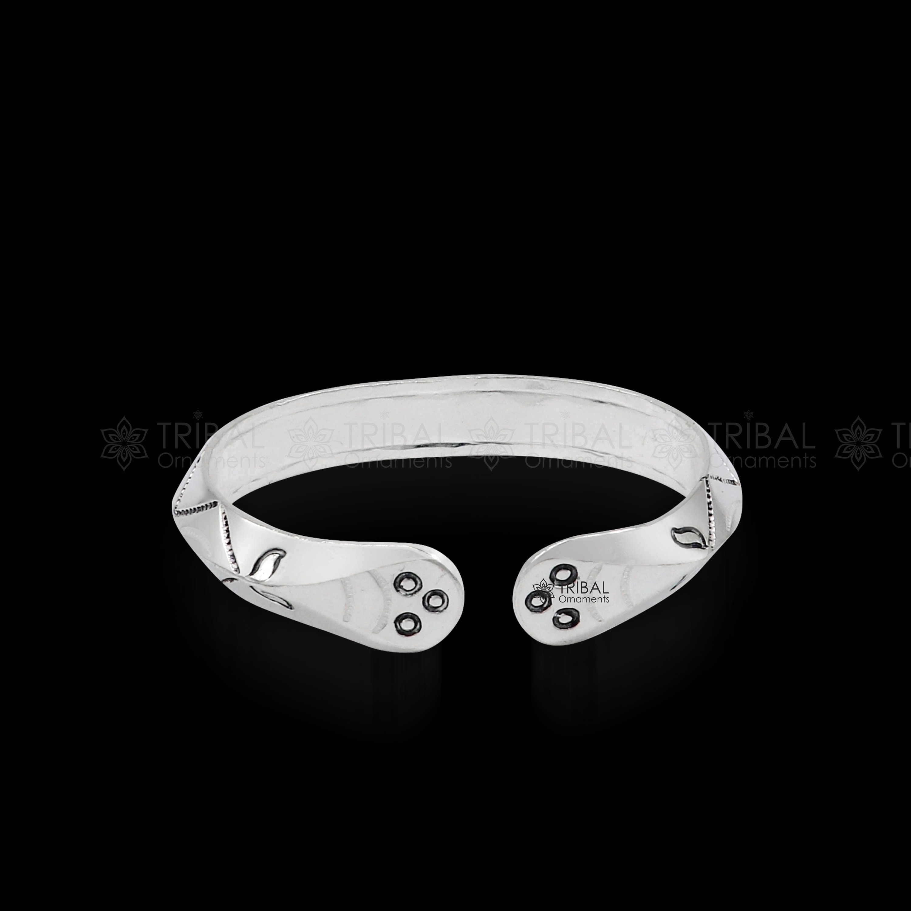 925 Sterling Silver Solid Adjustable Heavy Kada Bracelet for