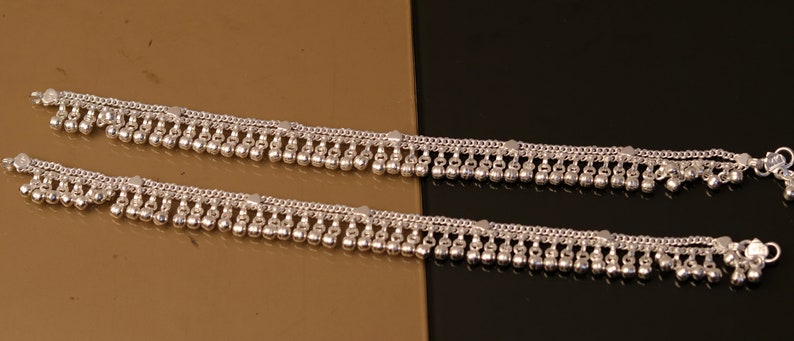 nice noisy hanging bells charm anklets for girls women/'s belly dance ank174 10.5 long handmade sterling silver gorgeous ankle bracelet