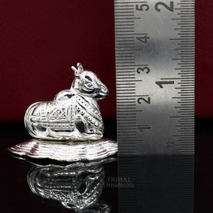Divine Lord Shiva Vahan Nandi Maharaj sterling silver handmade small article for puja, best gift for lord Shiva, divine statue su714