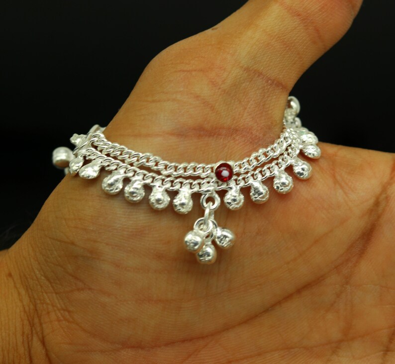 5.2 long Sterling silver handmade amazing silver ankle bracelet baby anklet noisy sound charm customized anklet personalized gifting ank211