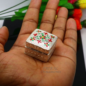 925 sterling silver trinket box, kajal box/casket box bridal square shape box collection, container box, eyeliner box gifting art stb724