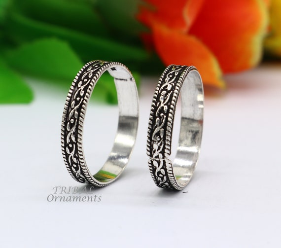 Bichiya Metti Silver Color White Metal Indian Style Toe Ring Feet Jewelry -  1 Pair
