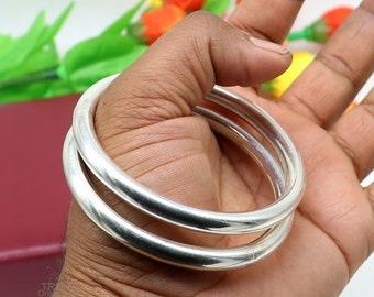 Fine 925 Sterling Silver Plain Shiny Bright Bangle Bracelet