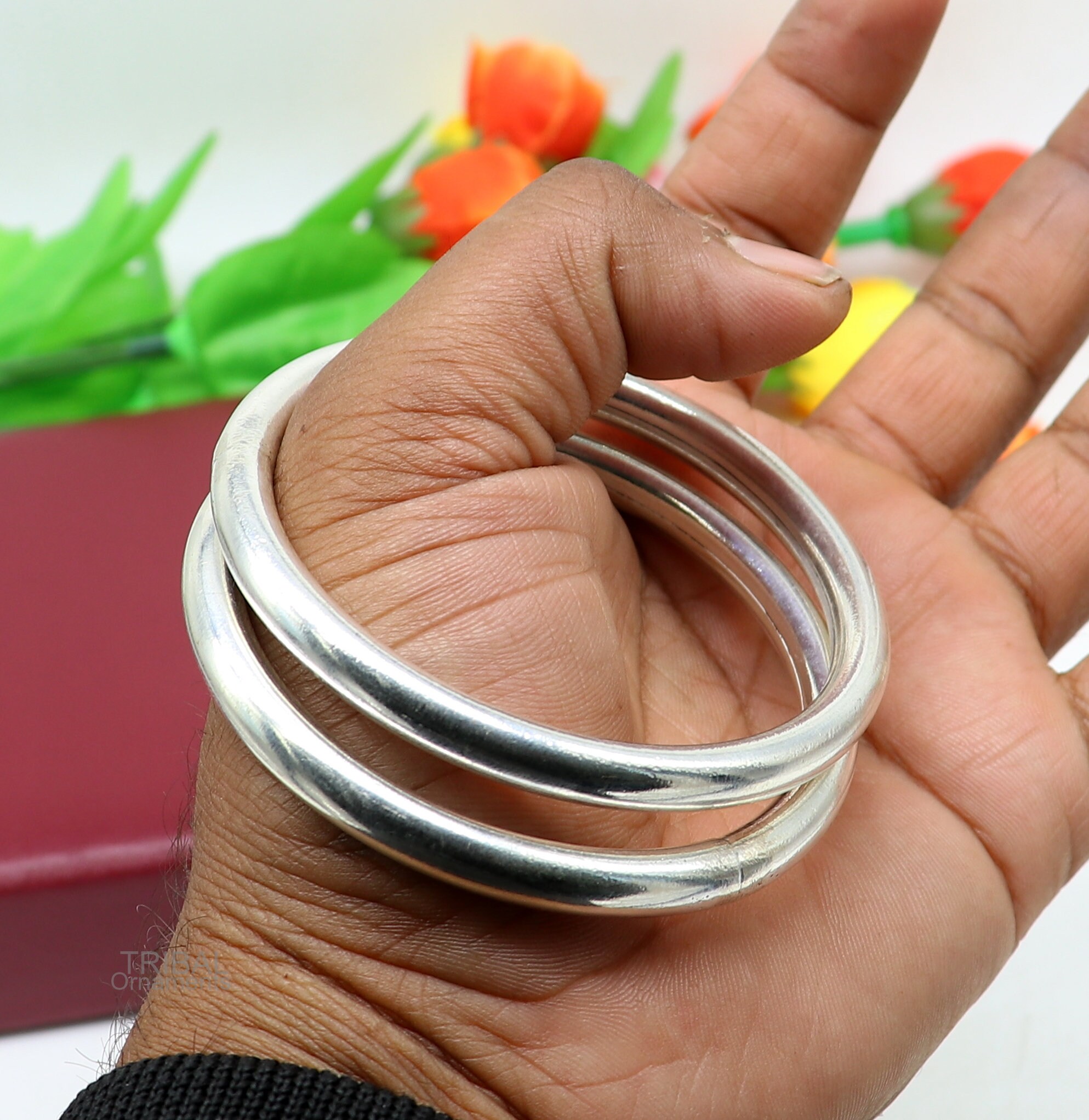 Fine 925 Sterling Silver Plain Shiny Bright Bangle Bracelet