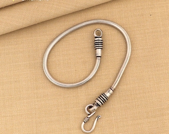 Pulsera de cadena de serpiente de plata de ley 925 de 4 mm, de 15 a 21 cm. Excelente pulsera unisex flexible, elegante joyería vintage SBR46.