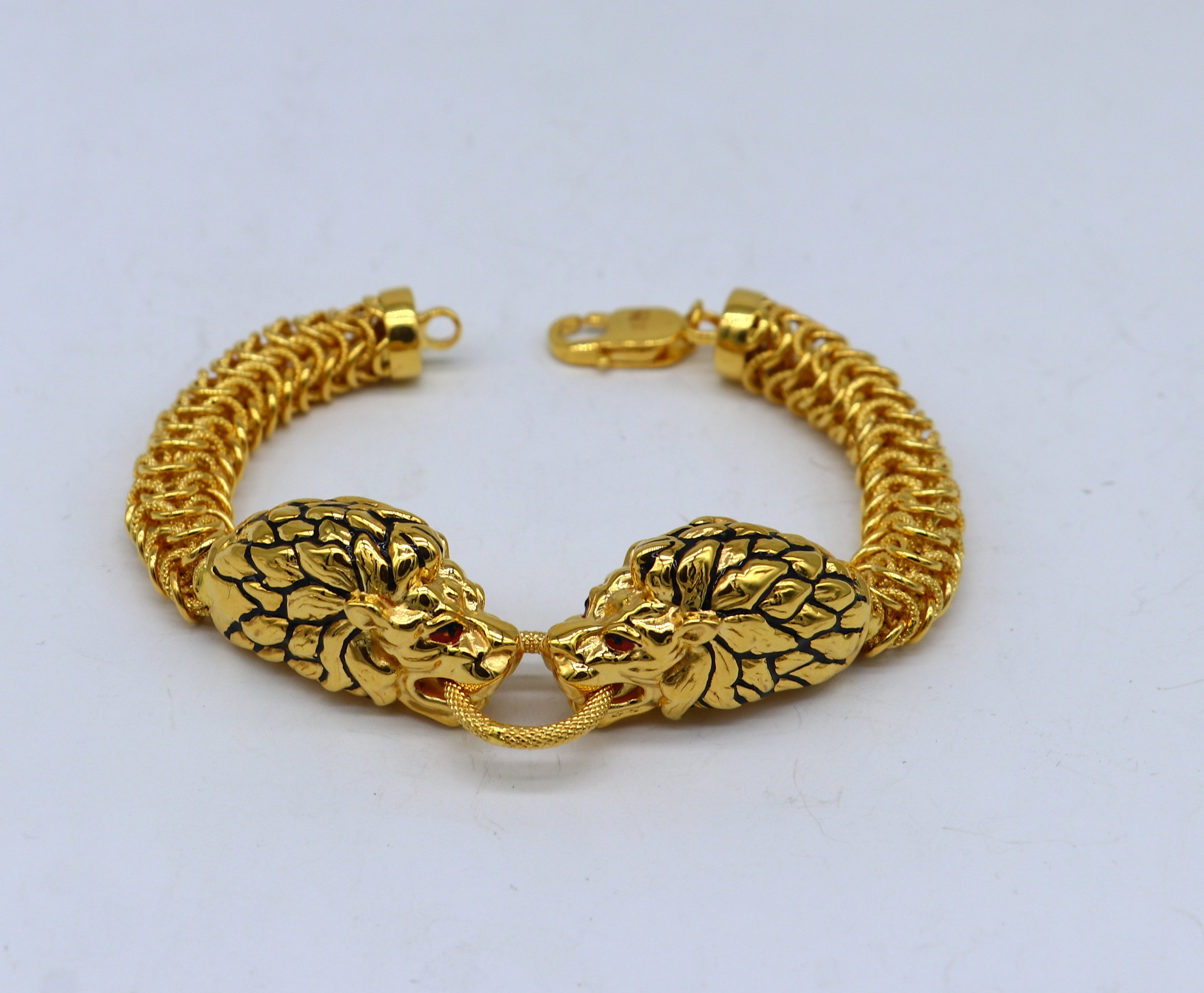 Men's Lion Stainless Steel Bracelet Golden plated Chain Link - Temu