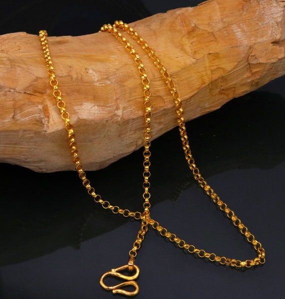 Hallmarked 22kt Yellow Gold Handmade Solid Rolo Link Chain