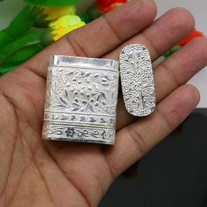 925 Sterling Silber handgefertigte florale Design 2 in1 Schmuckbox, Tabakdose, Tabak und Chuna Box, best gifting royal Artikel stb360